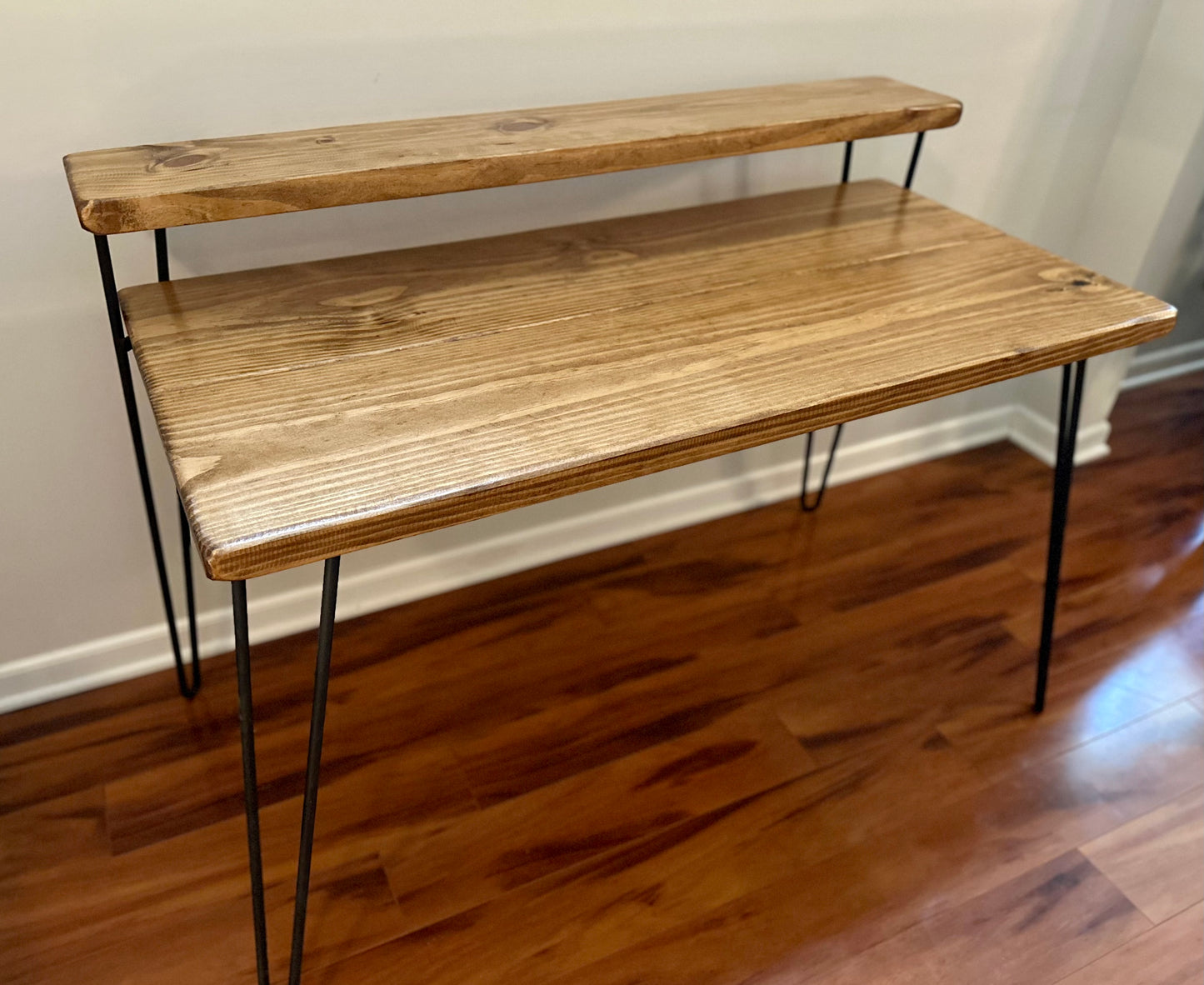 Steel and Solid Wood Hairpin Desk