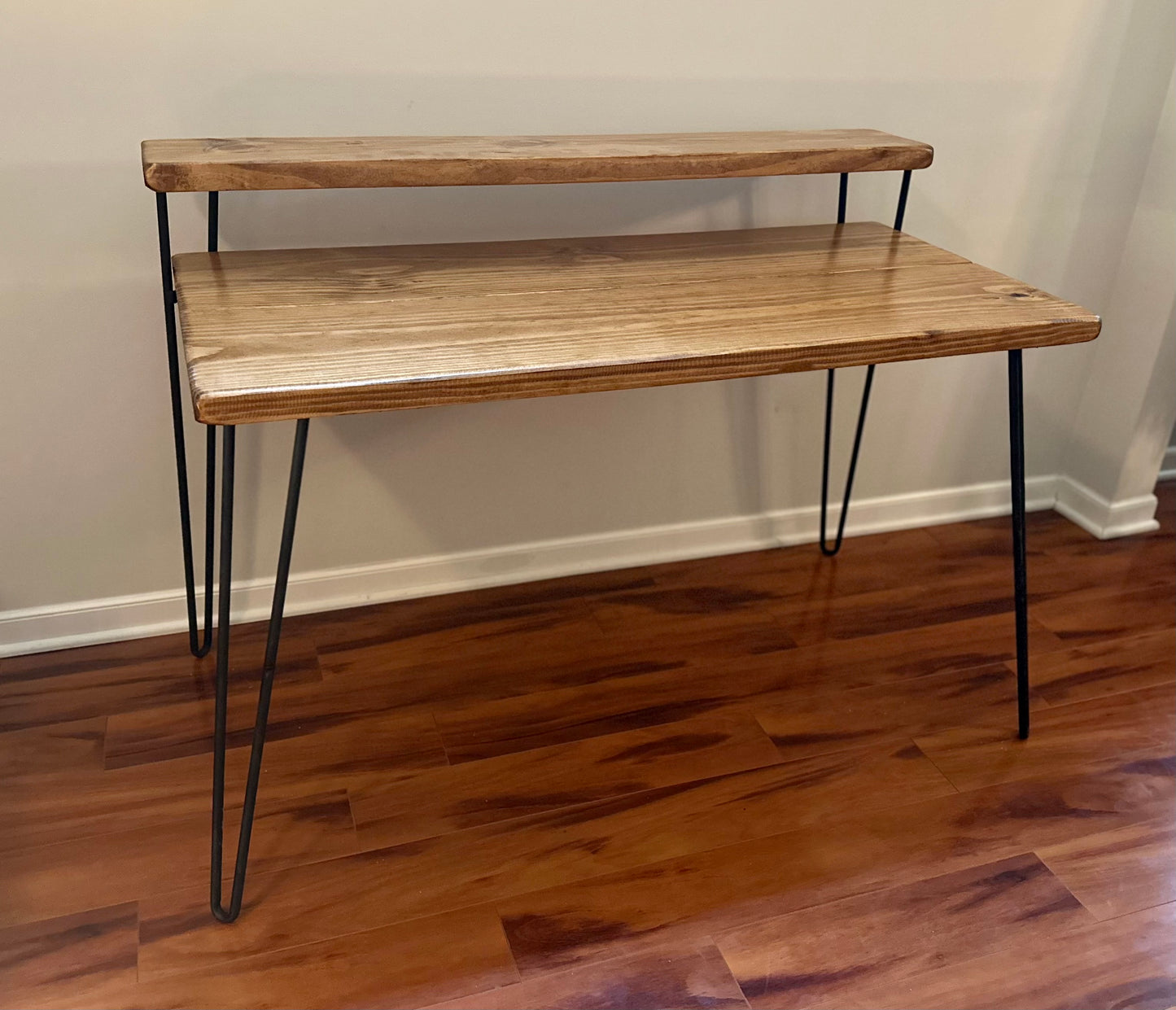 Steel and Solid Wood Hairpin Desk