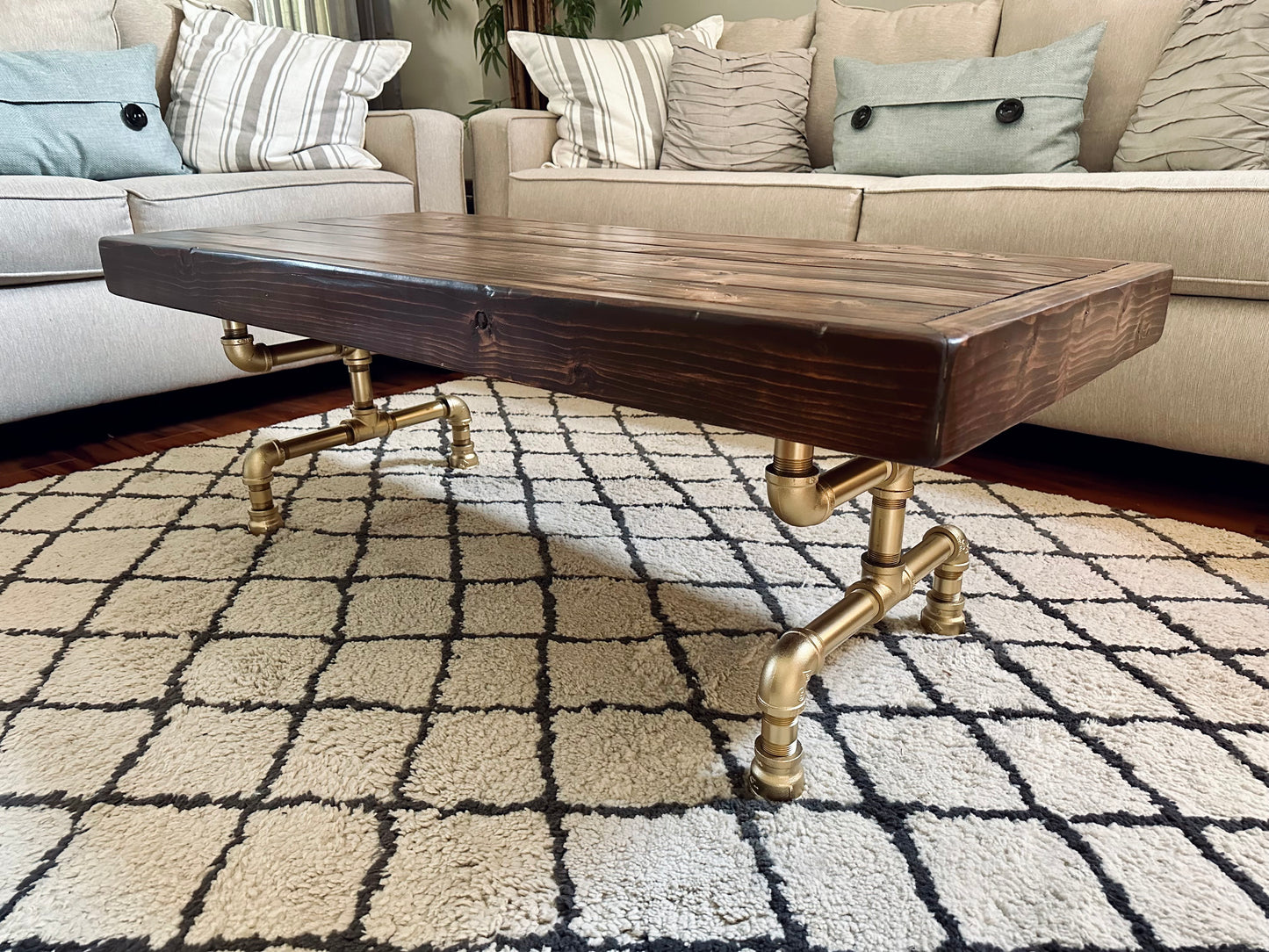 Steel and Wood Weathered Coffee Table