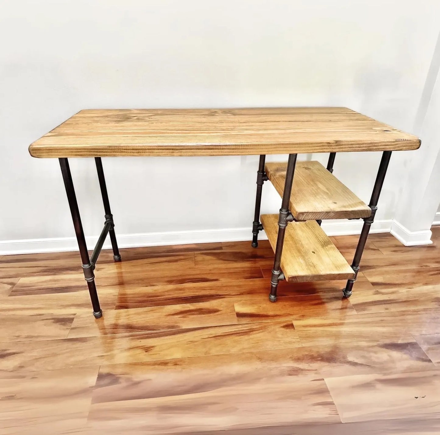 Steel and Wood Desk - With 2 Shelves