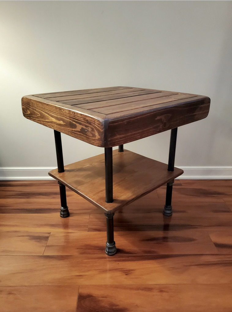 Steel and Wood Side Table - Weathered Design - Free Shipping