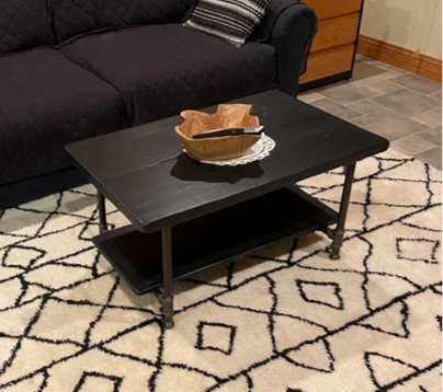 Steel and Pine Wood Coffee Table with Shelf Style 2