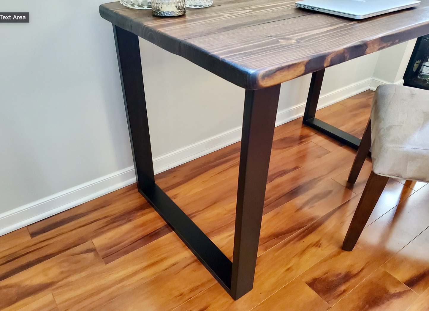 Steel and Wood Desk - Square Leg Style - Monitor Shelf