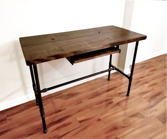Steel and Wood Desk with Keyboard Tray
