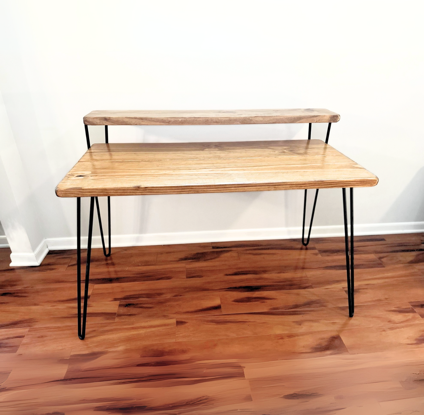 Steel and Solid Wood Hairpin Desk