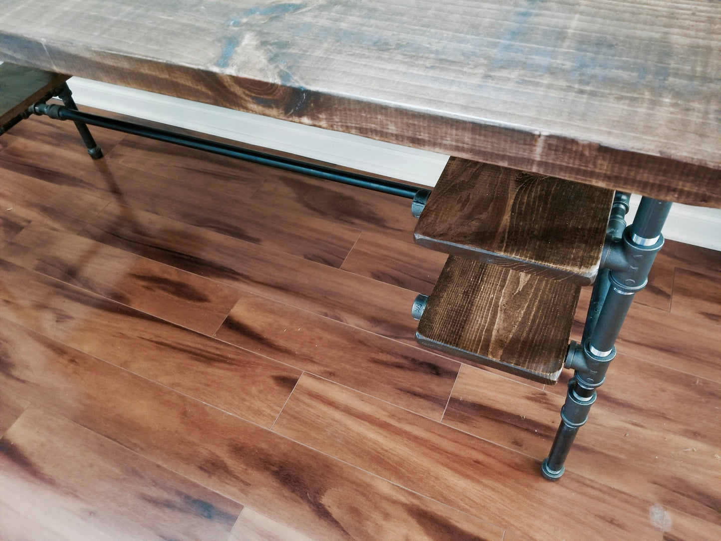 Steel and Wood Desk - 4 Desk Shelves and Monitor Shelf