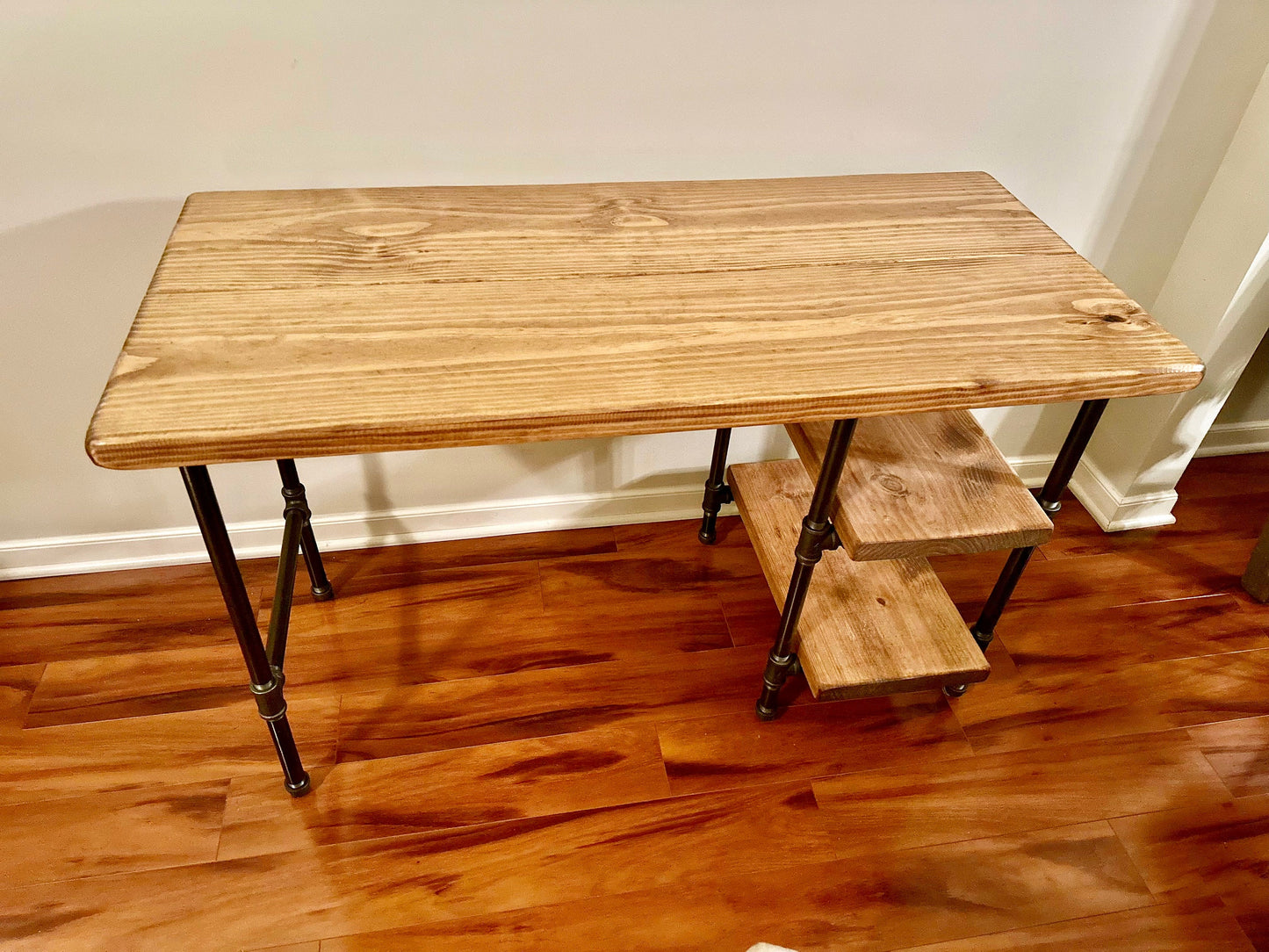 Steel and Wood Desk - With 2 Shelves