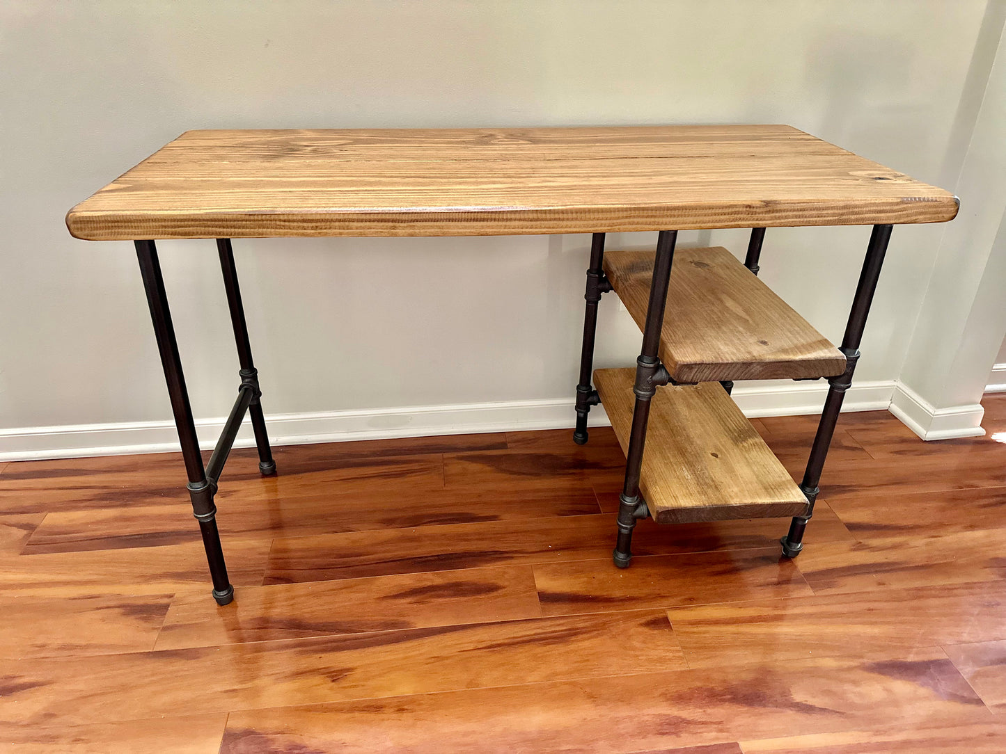Steel and Wood Desk - With 2 Shelves