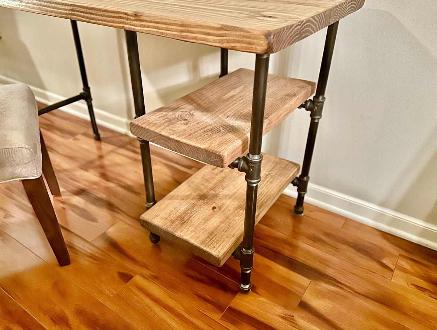 Steel and Wood Desk - With 2 Shelves