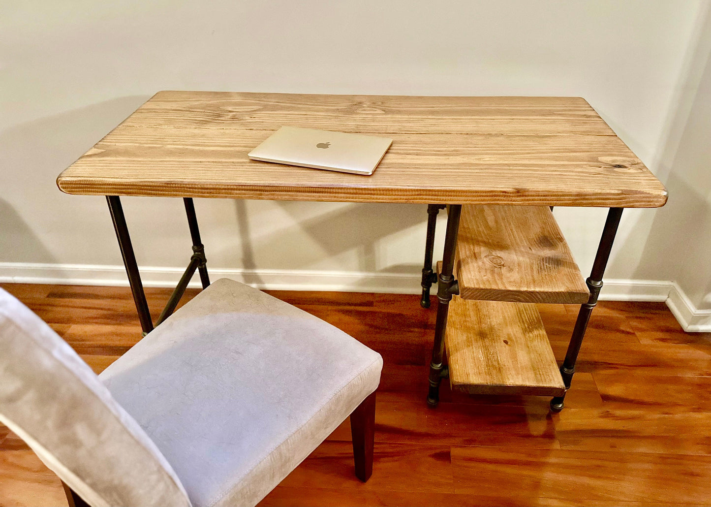 Steel and Wood Desk - With 2 Shelves