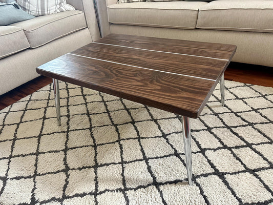Steel and Solid Wood Midcentury Coffee Cocktail Table