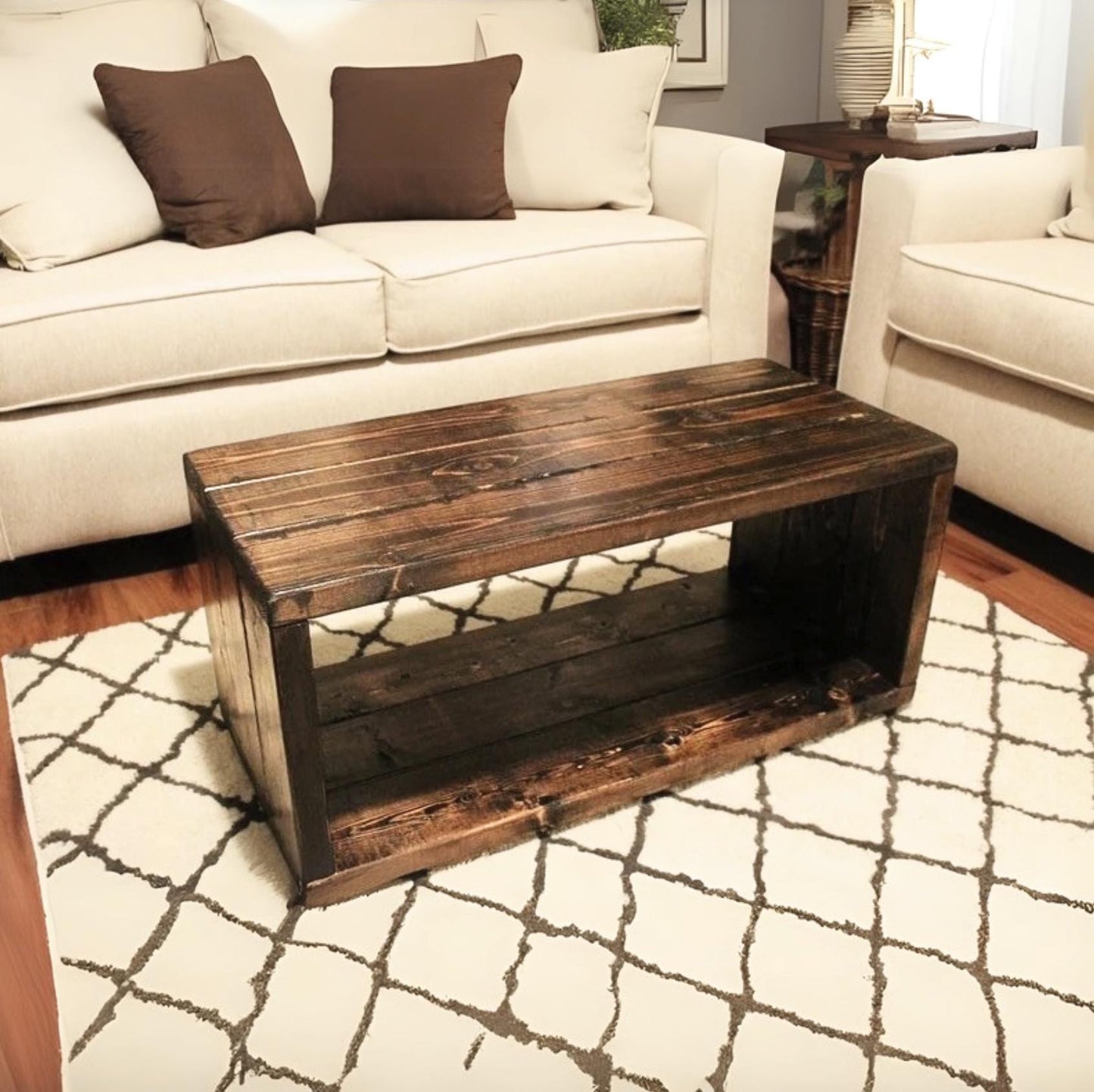 Modern Box Solid Wood Coffee Table - Fully Assembled
