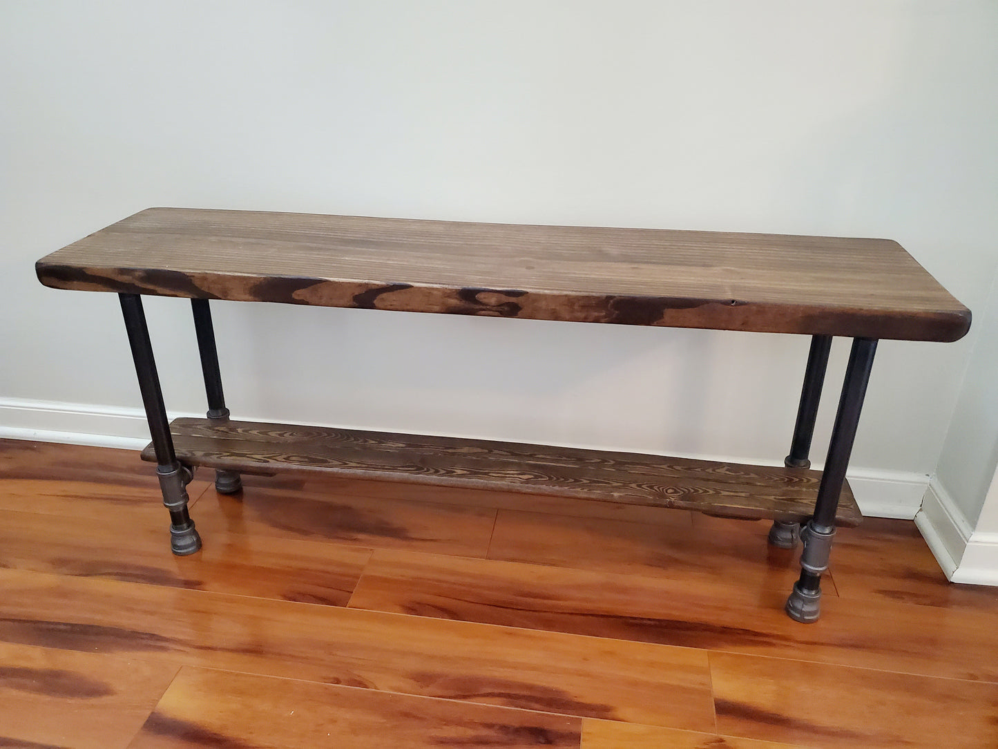 Steel and Pine Wood Bench