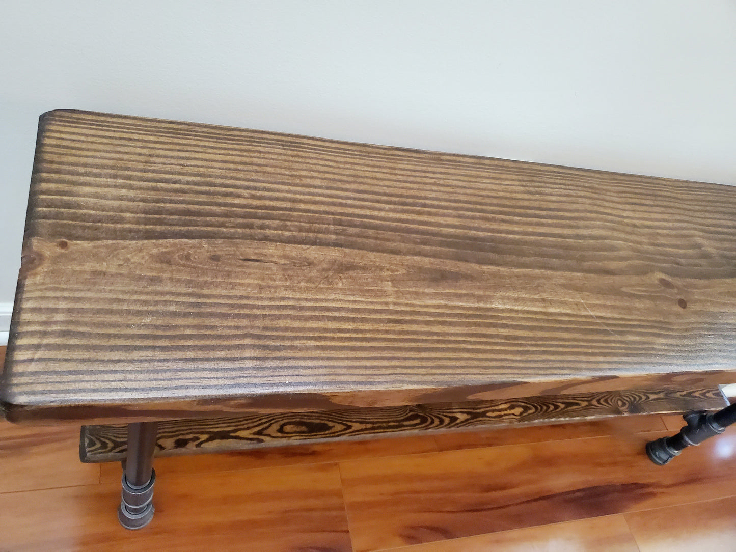 Steel and Pine Wood Bench