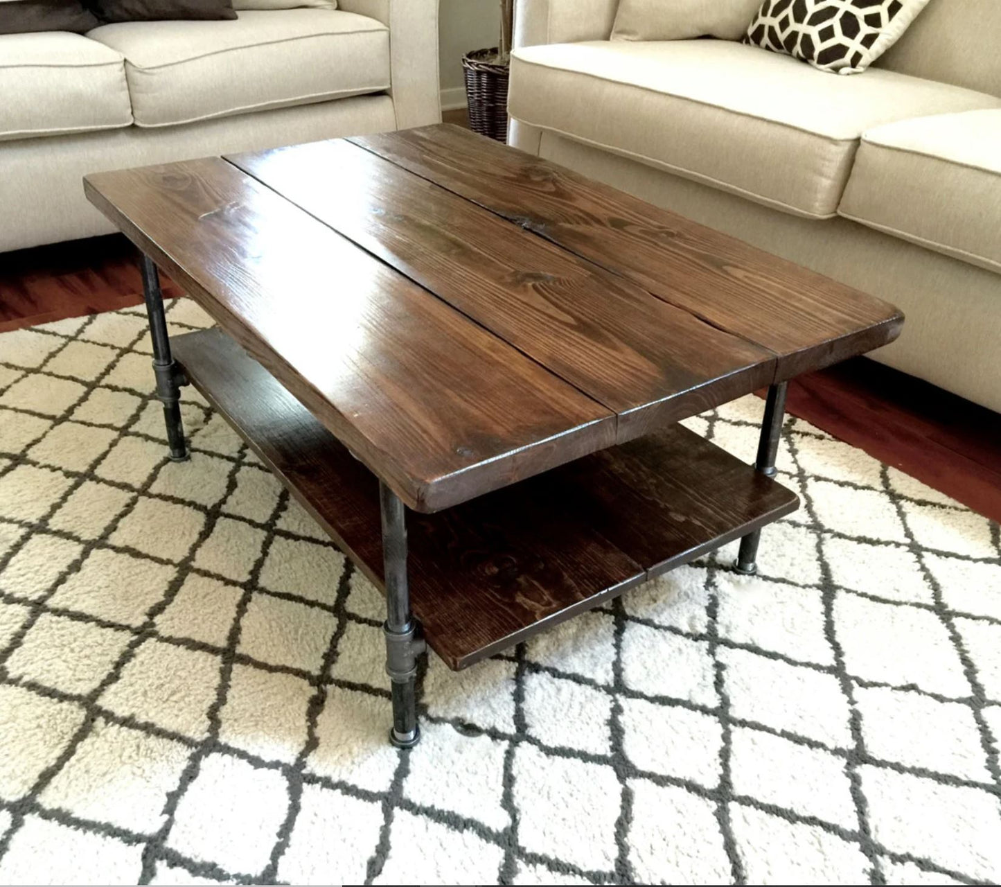 Custom Steel and Wood Coffee Table