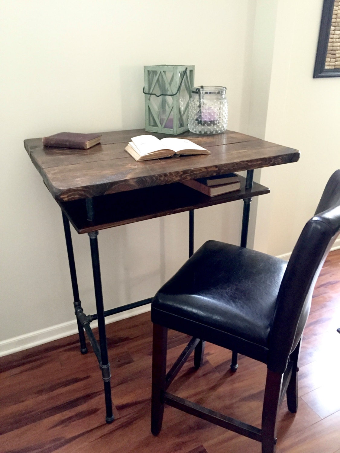 Steel and Wood Standing Desk w/ Shelf