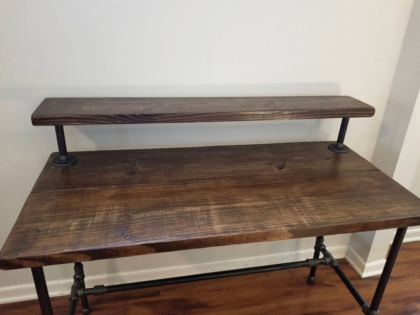 Steel and Wood Desk - With Monitor Shelf (7.5" above desk)