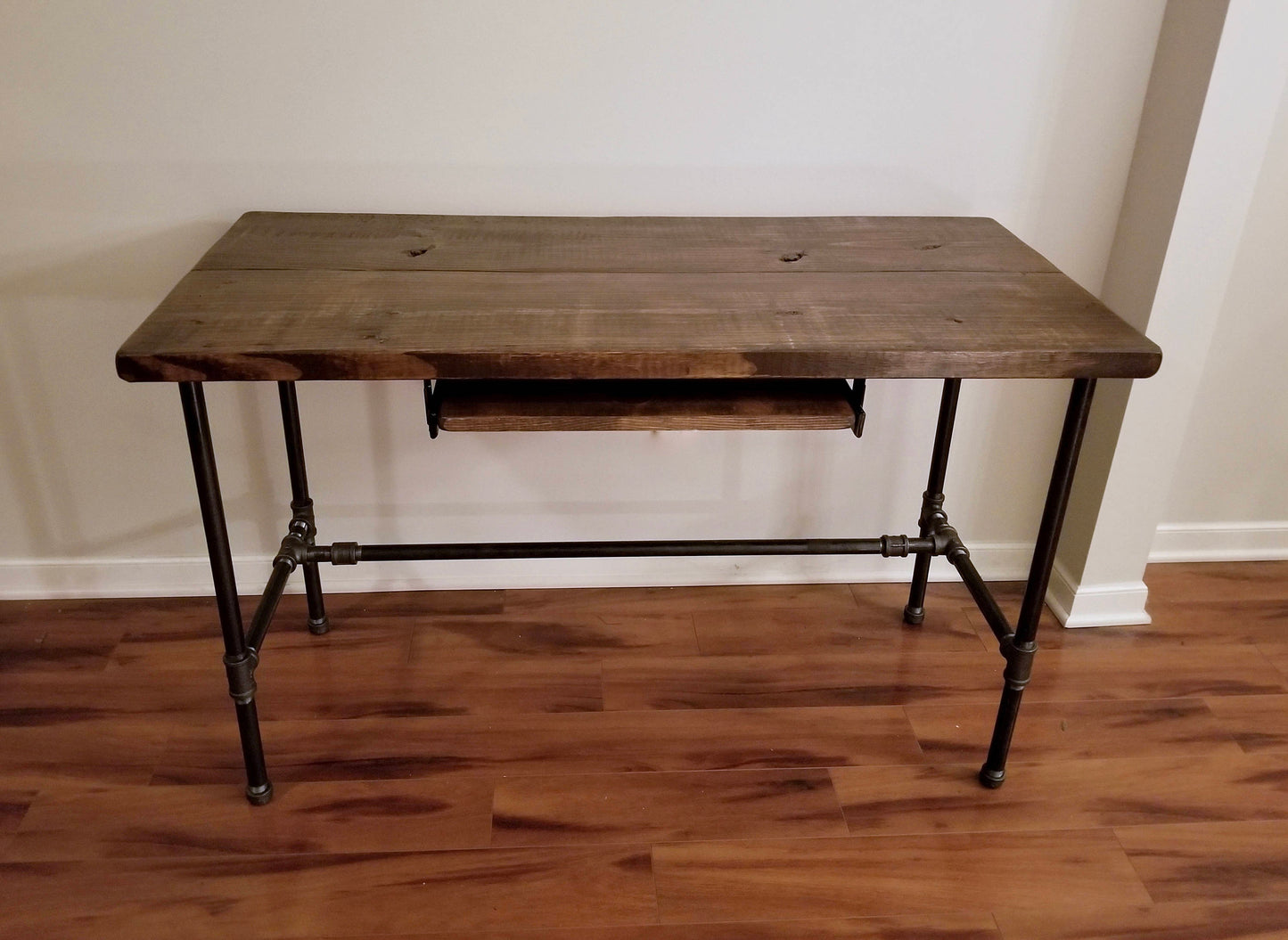 Steel and Wood Desk with Keyboard Tray