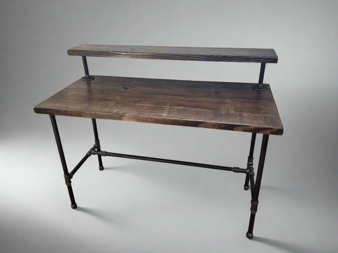 Steel and Wood Desk - With Monitor Shelf (7.5" above desk)