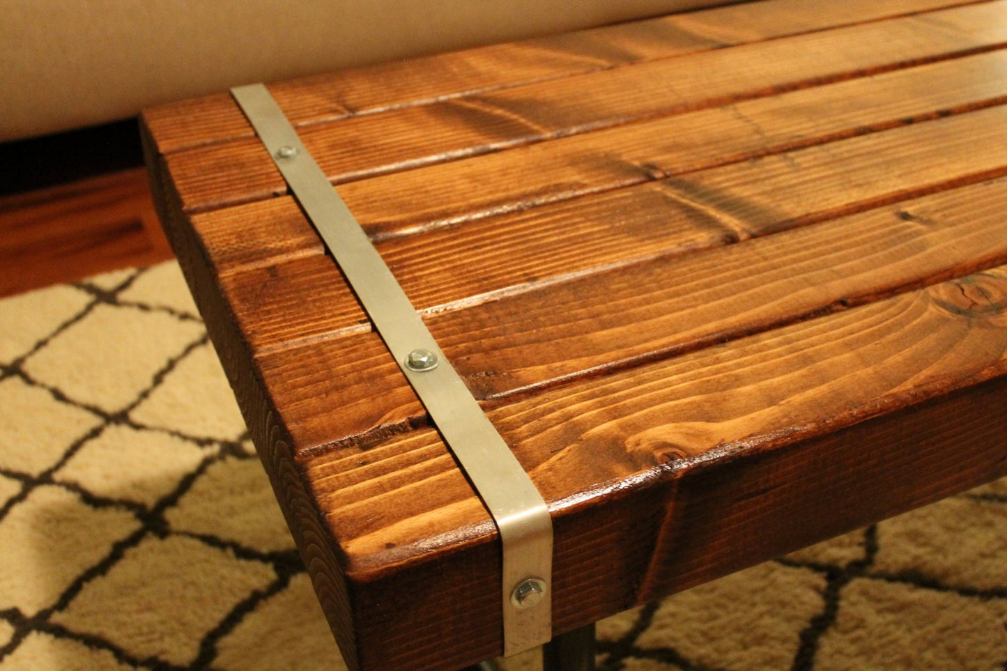 Steel and Wood Coffee Table - 3.5in Thick Table Top
