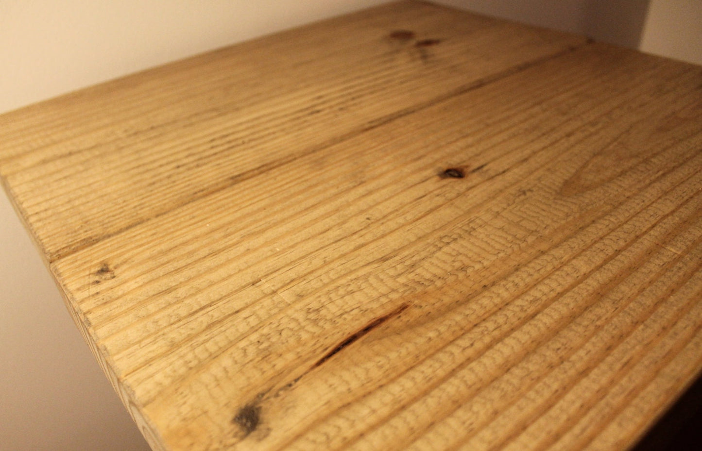Steel and Pine Wood End Table