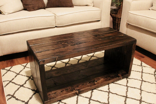 Steel and Pine Wood Box Coffee Table