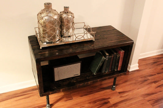 Steel and Pine Wood Media Table