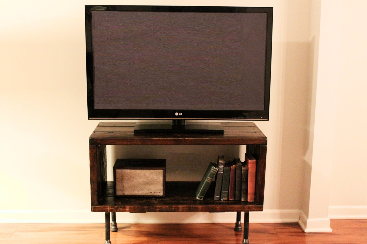 Steel and Pine Wood Media Table