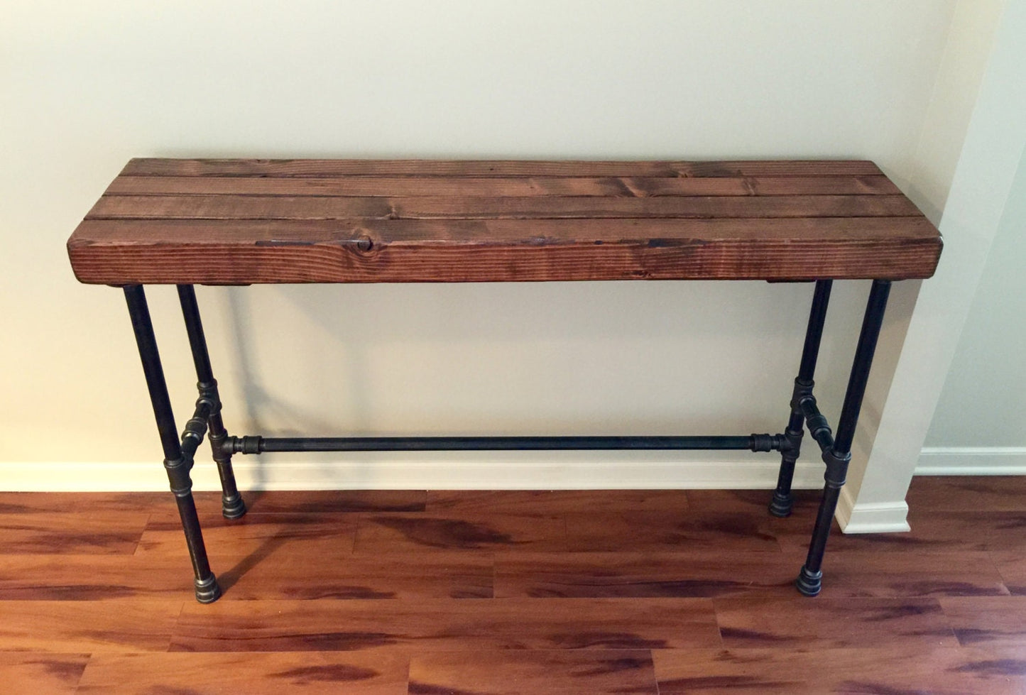 Steel and Wood Bar Table - 3.5in Thick Table Top and Large 1" Pipe