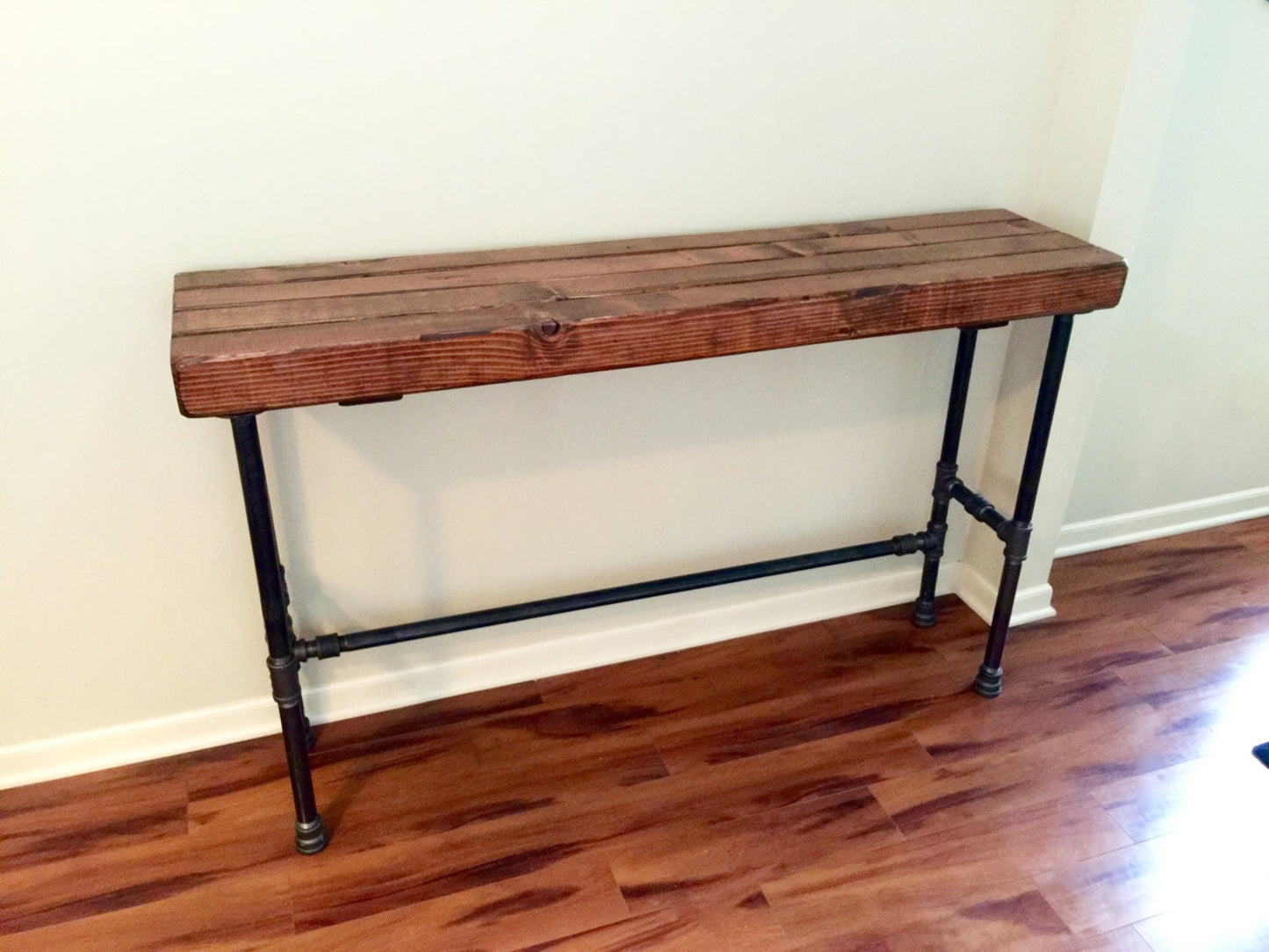 Steel and Wood Bar Table - 3.5in Thick Table Top and Large 1" Pipe