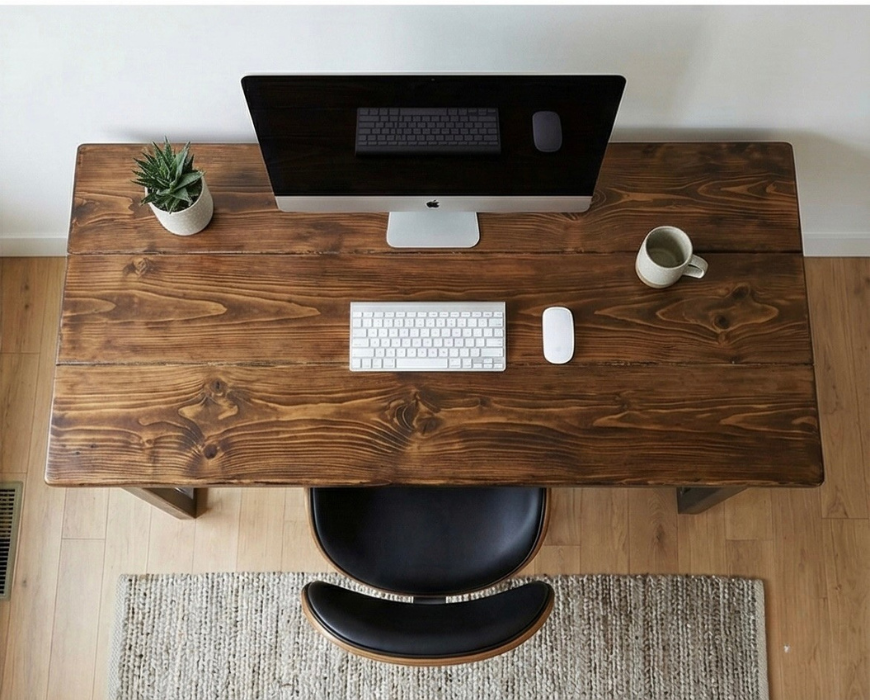 Steel and Wood Desk - Square Leg