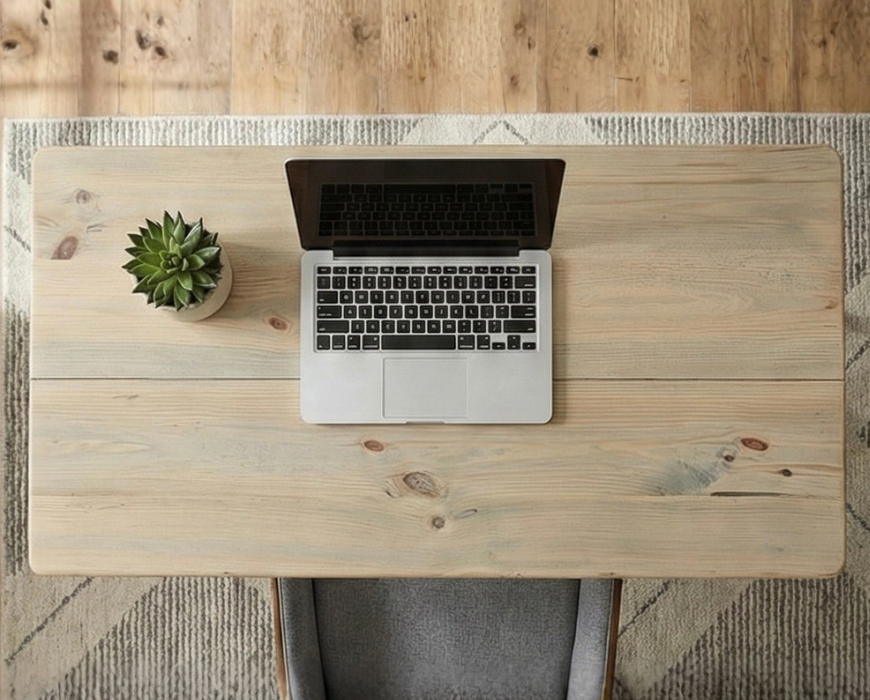 Steel and Wood Galvanized Steel Desk - Kitchen Island Table