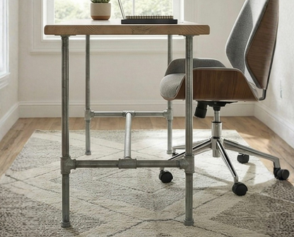 Steel and Wood Galvanized Steel Desk - Kitchen Island Table