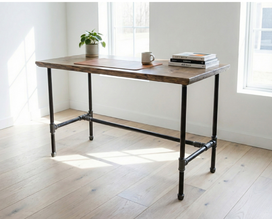Steel and Wood Custom Edge Desk