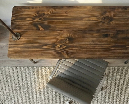 Steel and Wood Desk -  With 2 Wall Shelves