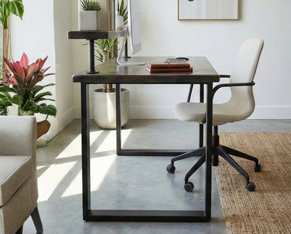 Steel and Wood Desk - Square Leg Style - Monitor Shelf