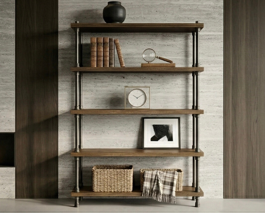 Steel and Wood Shelving Unit - Book Case
