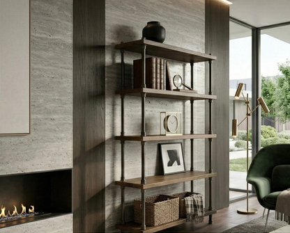 Steel and Wood Shelving Unit - Book Case