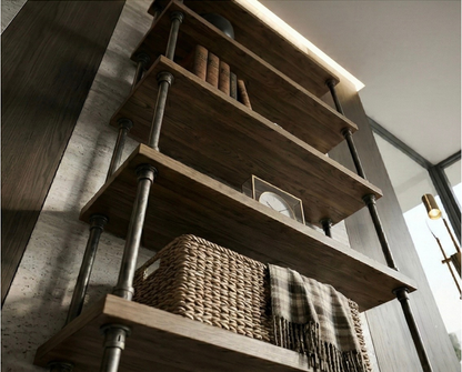 Steel and Wood Shelving Unit - Book Case