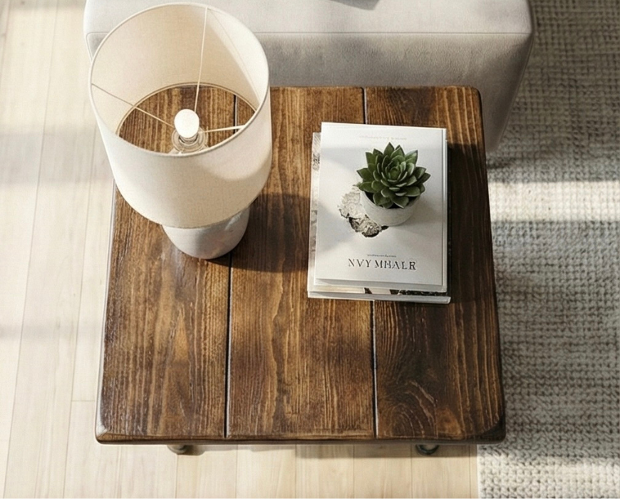 Steel and Pine Wood Side End Coffee Table with Shelf Style 2 --Etsy Pick Award