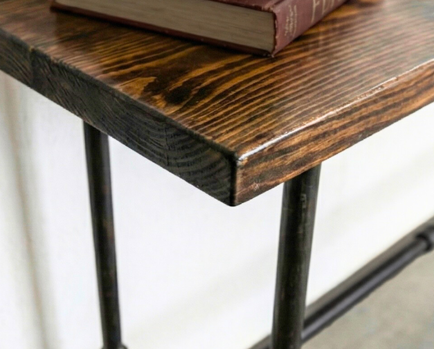 Steel and Pine Wood Long Console / Bar Table
