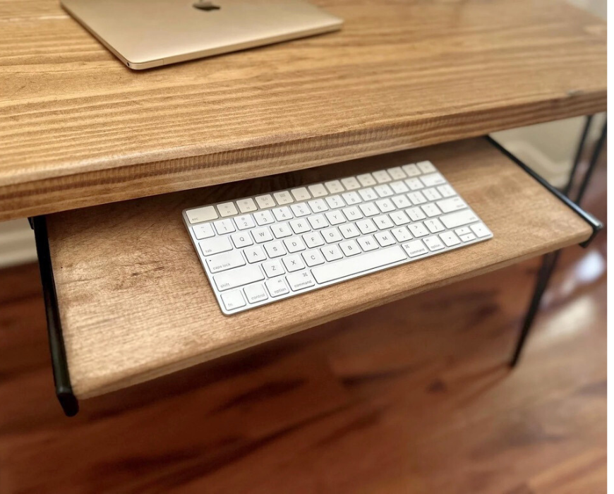 Steel and Wood Keyboard Tray -- Multiple Widths Available -- Adjustable Height