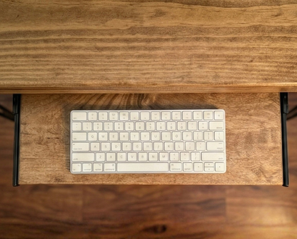 Steel and Wood Desk - 2 Shelves and Keyboard Tray