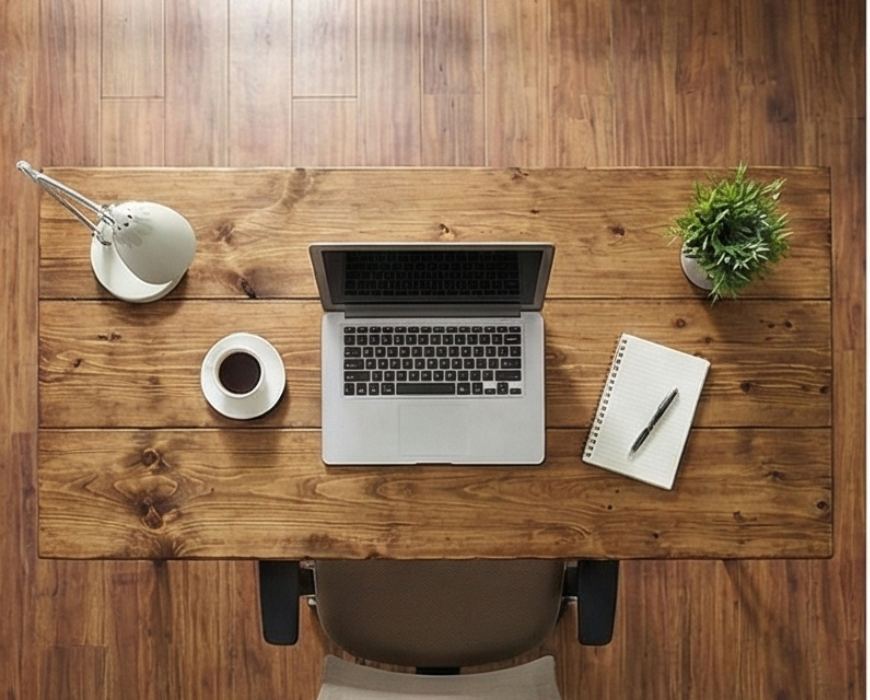 Steel and Wood Hairpin Desk