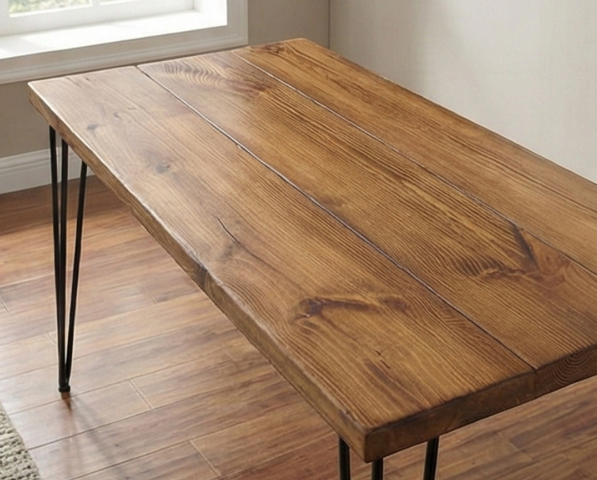 Steel and Wood Hairpin Desk
