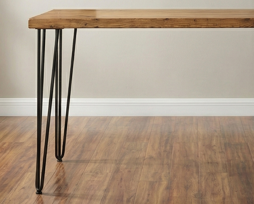 Steel and Wood Hairpin Desk