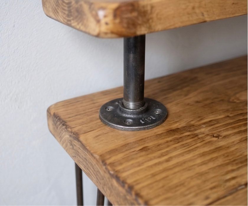 Steel and Wood Hairpin Desk with Monitor Shelf