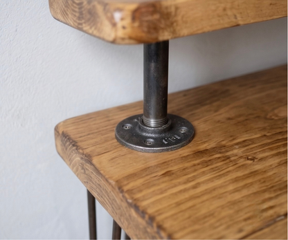 Steel and Wood Hairpin Desk with Monitor Shelf