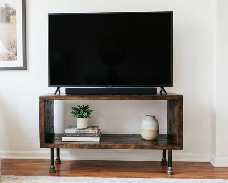 Steel and Pine Wood Media Table