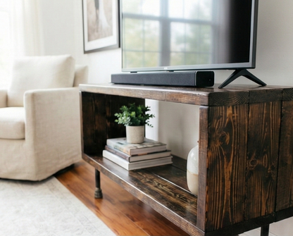 Steel and Pine Wood Media Table